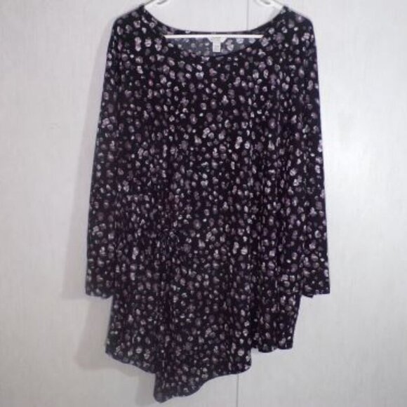 Cato Est 1946 Womens Tunic Top 22/24W Asymmetrical Hem Stretch Long Sleeve - Picture 1 of 5